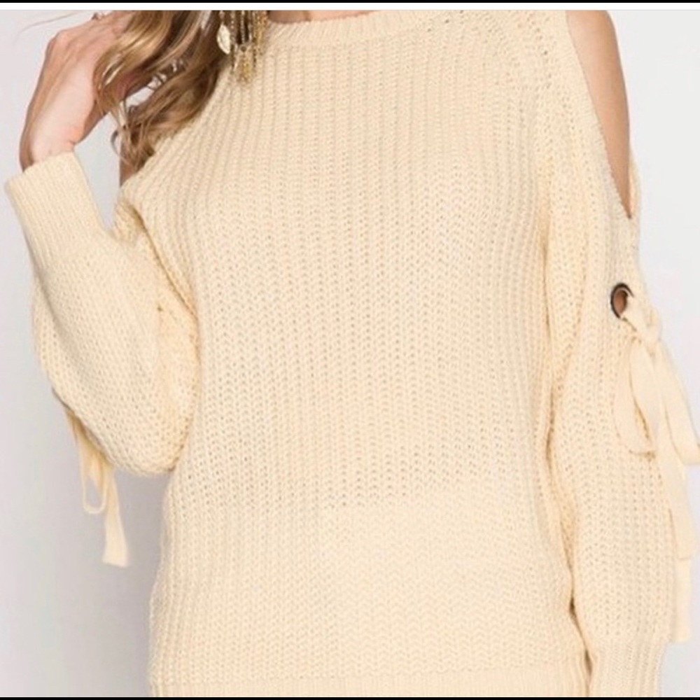 Ivory cold shoulder sweater